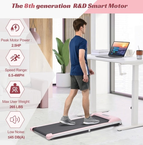 2 In 1 Under Desk Electric Treadmill 2.5HP, Remote Control, Display, Walking Jogging Running Machine Fitness Equipment For Home Gym Office